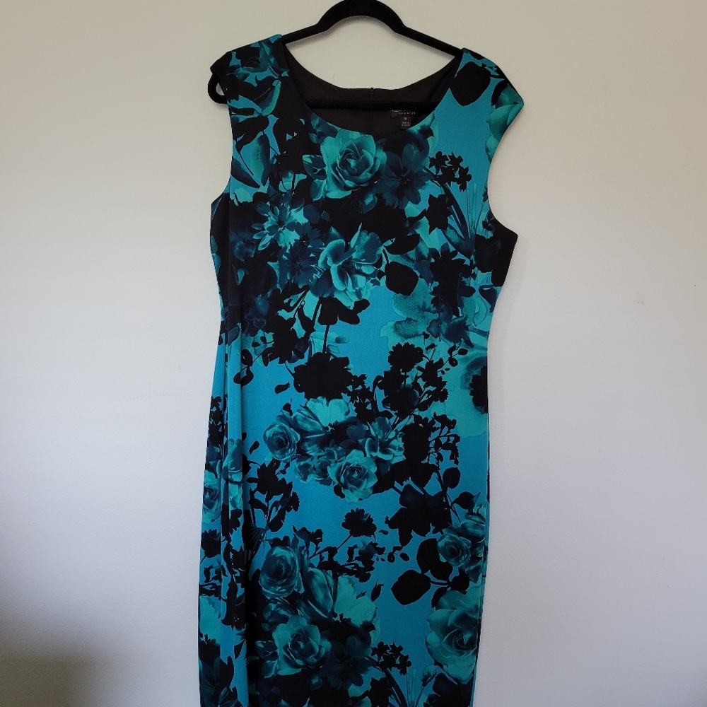 Connected Apparel Aqua blue fitted dress